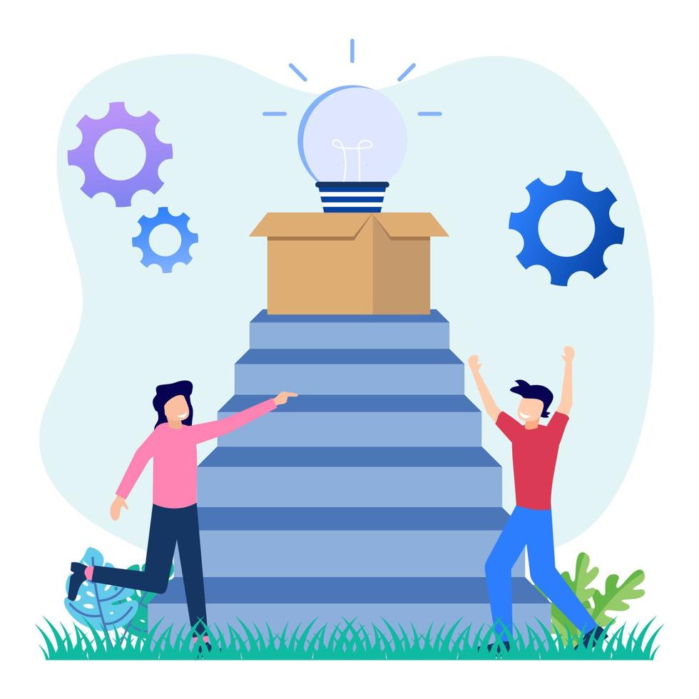 illustration-graphic-cartoon-character-of-new-innovation-to-success-vector_image